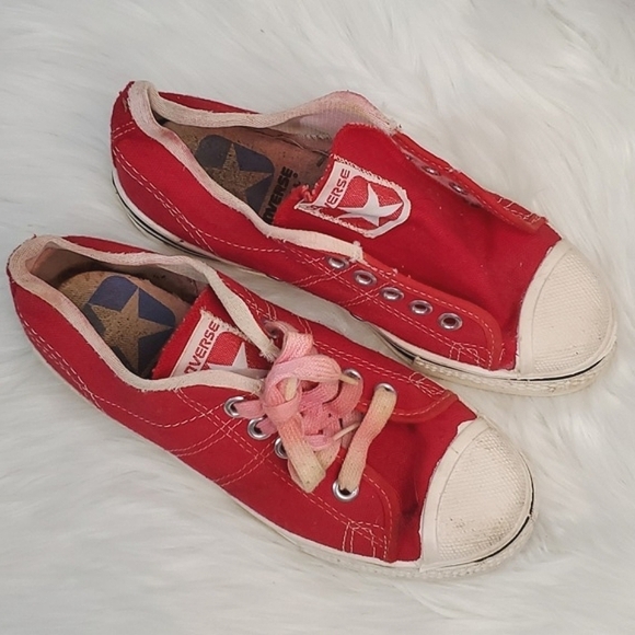 Vintage 1960s 1970s CONVERSE FASTBREAK Red Canvas Low Top Onestar Sneakers Sz 1 - Picture 6 of 17